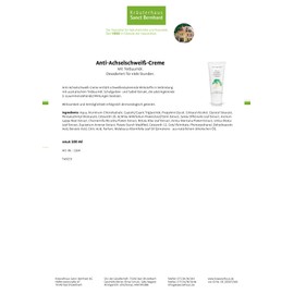 Sanct Bernhard Anti-Underarm Sweat Cream with Sweat-Reducing Active Ingredients, 2 x 100 ml