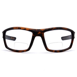 VITENZI Bifocal Safety Glasses with Readers Wrap Around Sport Magnifying Safety Reading Protective Goggles Lecce in Tortoise 2.50