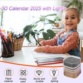 Preshwous 3D Calendar 2025, Memo Pad 3D Castle Weekly Calendar Notepad With Light, Tear-Away TimePiece Calendar 2025, Creative Desk Calendar DIY Paper Carving Art Craft for School Home Office