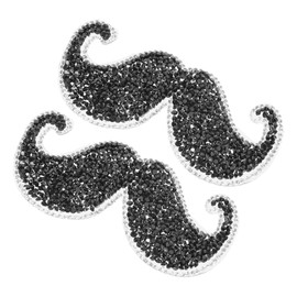 SEWACC 2pcs Beard Iron Patches Glitter Embroidery Repair Patches for Clothing Hats Bags Backpacks Stylish Appliques for Parties Outdoor Use
