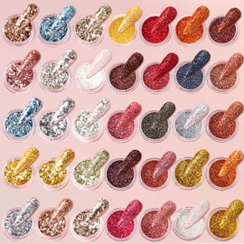 35 Colors Glitter Set for Nails, CHANGAR 35 Boxes Fine Glitter and Chunky Glitter Sequins for Nail Art, Festival Face Body Eye Makeup Glitter, Craft Glitter for Arts