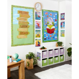 Eureka Once Upon A Dream Directional Signs Mini Bulletin Board Set and Classroom Decorations for Teachers, 8 Pieces