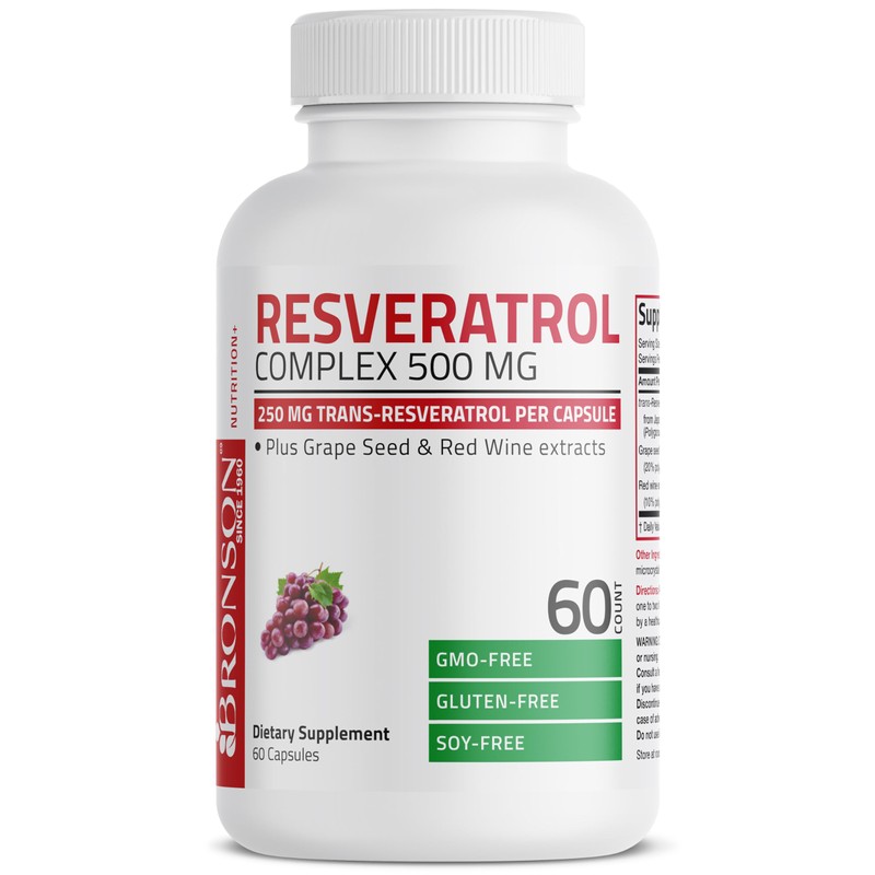 Bronson Resveratrol 500 Complex Standardized Trans-Resveratrol + Grape Seed &