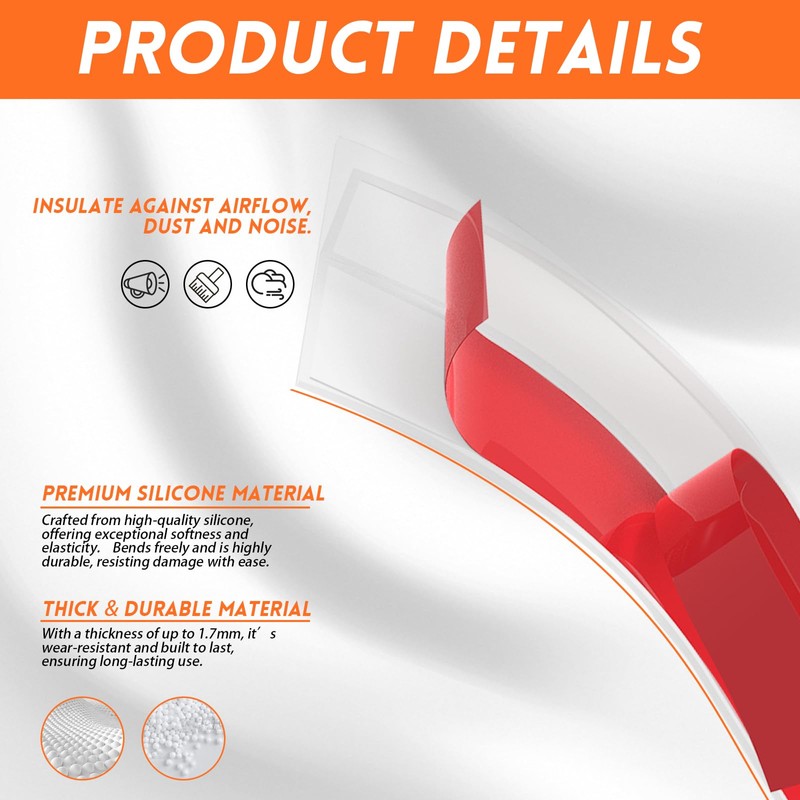 T-Shaped Weather Stripping Door Seal, Length 20FT Silicone Seal Strip