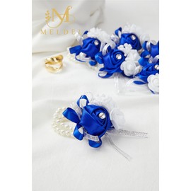 Meldel Rose Royal Blue Wrist Corsages for Prom, Set of 2, Wrist Corsages for Wedding Bridal Bridesmaid Girl Mother Women, Hand Flower for Wedding Formal Dinner Party Homecoming Ceremony Anniversary