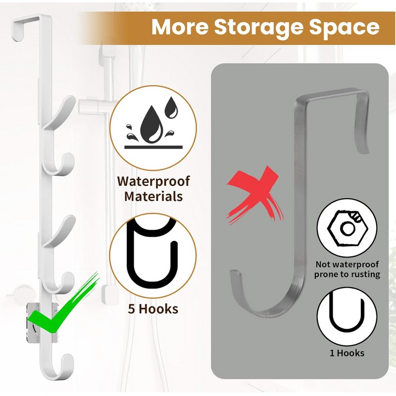 Over the Door Clothes Hanger Rack – 5-Hook Plastic Storage