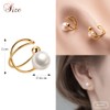 AXLUCE Earrings, Women's, 925 Silver, Ear Cuff, Hypoallergenic, Pearl, Silver