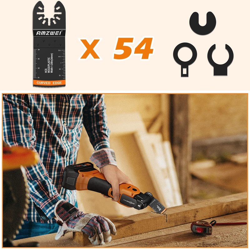 AMZWEI 54 Pcs Wood Oscillating Multitool,Oscillating Tool Blades,Professional Universal Oscillating
