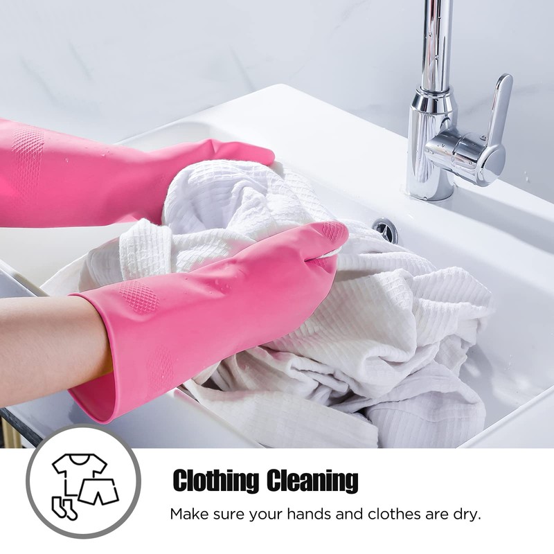 Rubber cleaning gloves yellow 6 Pairs for Household,Reuseable dishwashing gloves