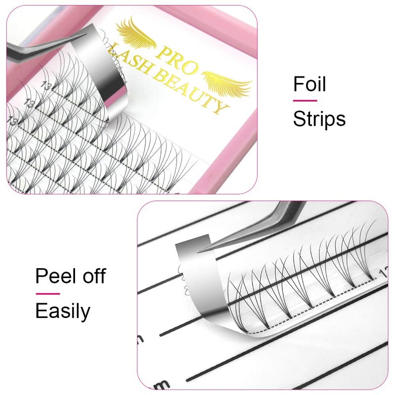 Fan Eyelash Extensions, 4D-C-0.07-14, Short, Ready-Made Volume Eyelashes, 0.07 C