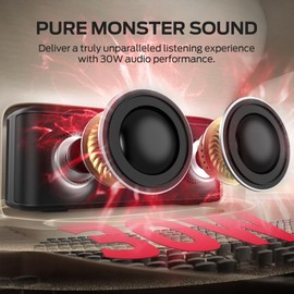 Monster Shock Plus Bluetooth Speaker, Portable Speaker with 30W Loud Stereo Sound, Bluetooth 5.4, TWS Pairing, 15H Playtime, Support AUX/TF Card, IPX6 Waterproof Wireless Speaker for Outdoor, Home