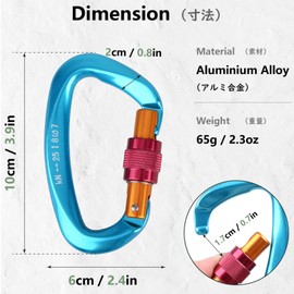 JEELAD Carabiner, Nascan Climbing Button, 12 kN, 25 kN, Aluminum Alloy Carabiner, Ultra Lightweight, Key Chain, Fall Prevention, Multi-functional, Camping, Outdoor Activities