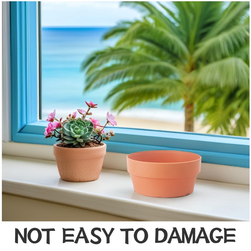 Lurrose 3pcs Japanese Style round Plastic Flower Pots Imitation Clay