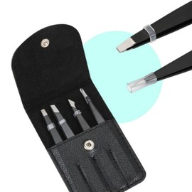 4-Piece Eyelash and Ingrown Hair Tweezer Set 4-Piece Tweezer Pouch Set 10ea