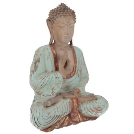 GURU SHOP Large Wooden Buddha Statue Handmade 43cm Antique Green Model 12 Buddhas