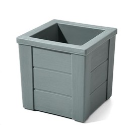 Step2 Lakewood Square Planter, Large Planters for Outdoor Plants, Gardening and Flower Pot for Patio or Porch, Efficient Drainage, Durable Plastic, Sage Gray, 1-Pack