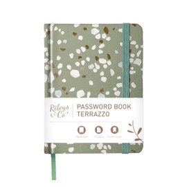 Rileys & Co. Compact Terrazzo Password Book | Alphabetically Assorted, Secure Login Organiser, Internet & Website Username Manager | Portable and Practical (Green, 6 x 4.5 inches)