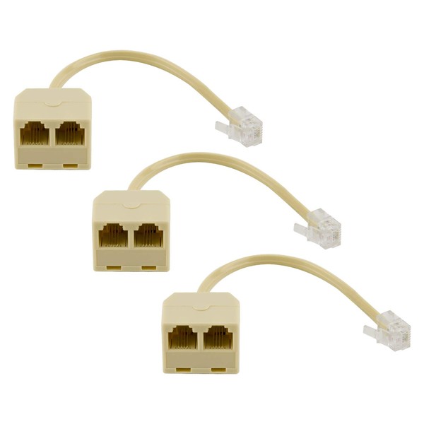 LUTER 3Pcs Two Way Telephone Splitters Male to Female Converter