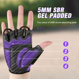 HTZPLOO Bike Gloves Cycling Gloves Biking Gloves for Men Women with Anti-Slip Shock-Absorbing Pad,Light Weight,Nice Fit,Half Finger Bicycle Gloves (Deep Purple, Medium)