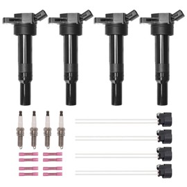 ENA Set of 4 Ignition Coil Pack with 4 Iridium Spark Plug and 4 Connector Plug Harness Compatible with Hyundai Kia Elantra GT Coupe Tucson Soul Forte 2011-2019 1.6L 1.8L 2.0L for UF651 XP5702 PT2910