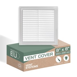 Vent Systems 8'' x 8" Inch White Air Vent Cover Plastic Air Return Grill HVAC Vent Cover for Home Improvement Vent Duct Cover 200x200mm