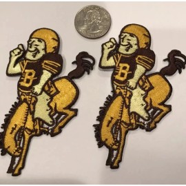 (2)-DENVER BRONCOS VINTAGE EMBROIDERED IRON ON PATCHES Approx 3.5" x 2.5"