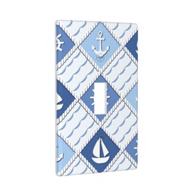 Vintage Nautical Sailboat Anchor Single Toggle Light Switch Plate Decorative Electrical Wall Plates, 1 Gang Light Switch Cover Plate 2.75" X 4.5" For Kitchen Bedroom Home Decor