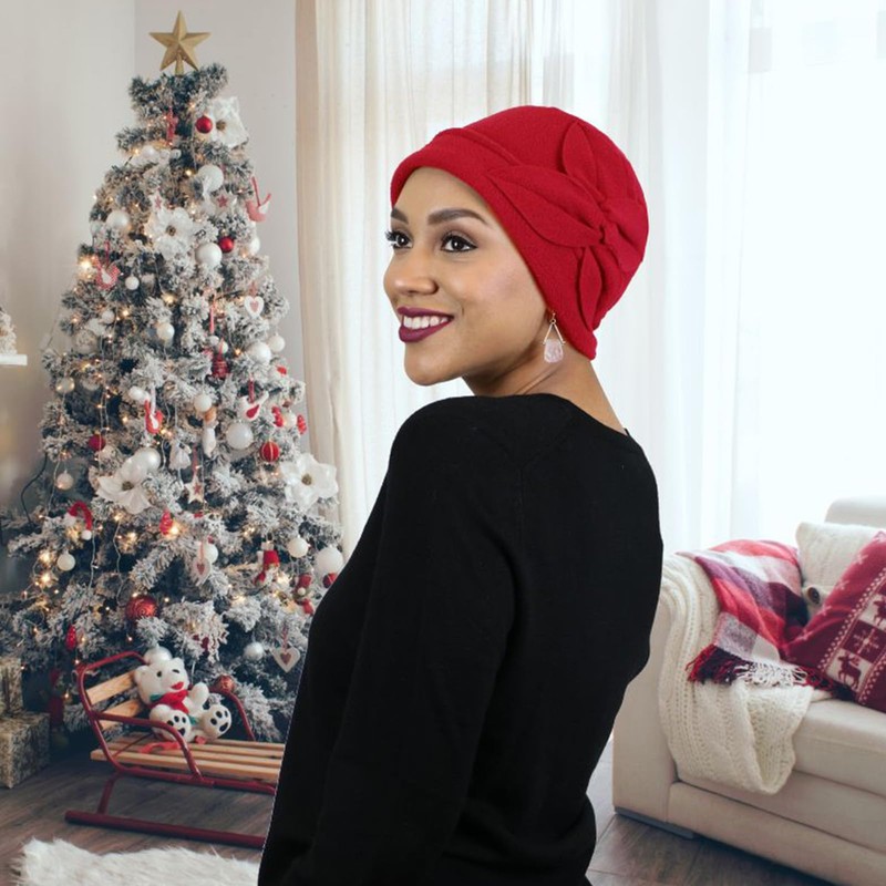 Sombrero de forro polar para mujer, diseño de mariposa, Rojo,
