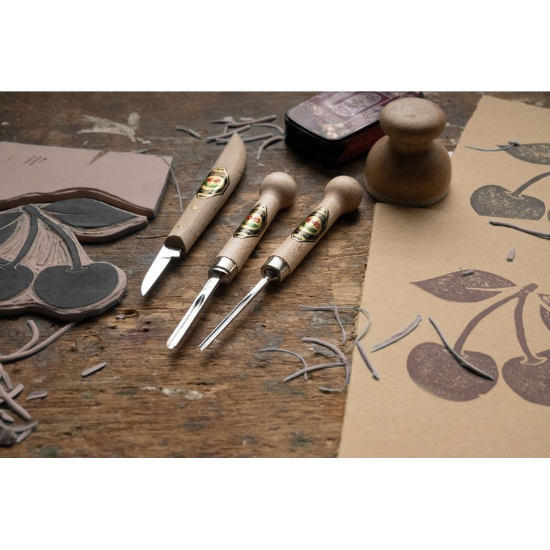 Kirschen 3450000 "Linol" Cutting Tools, Beige/Silver, Set of 3