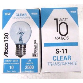 ABCO / Westinghouse (Lot of 10) NIGHT LIGHT BULB 10w Clear WESTINGHOUSE 04568 S-11 INTERMEDIATE 120V