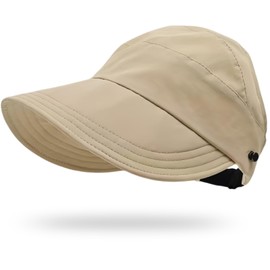 Bonvince Sun Hats for Women Wide Brim UV Protection Hollow Top Sun Hat Summer Beach Packable Visor Khaki