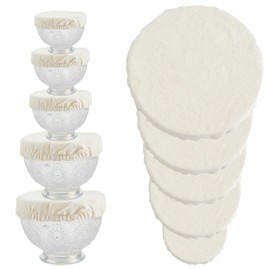 NICENEEDED 5 Pcs Reusable Fabric Bowl Covers, Linen Cloth Bowl Covers, Food Storage Covers Stretch Elastic Dish Covers Bowl Protectors Elasticated Bowl Caps