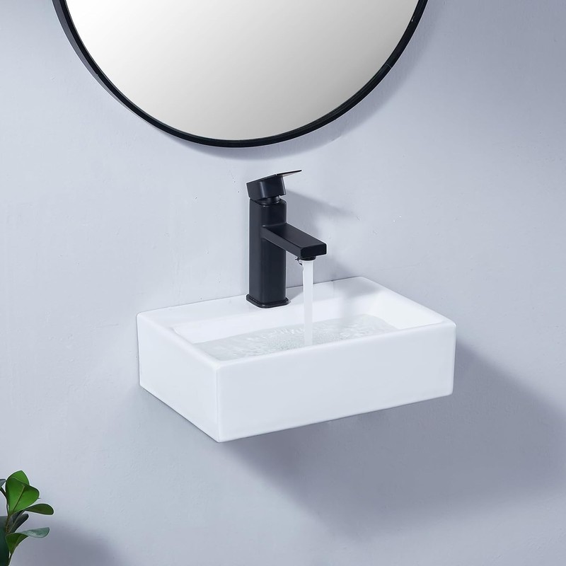 SHACO 14x10 Inch Wall Mount Bathroom Sink, Small Bathroom Sink