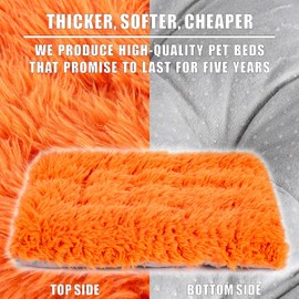 Machine Washable Dog Bed, Deluxe Plush Dog Crate Pad and Cat Bed, Anti-Slip Bottom Kennel Pad Mat, Fuzzy Pet Beds for Large, Medium, Small Dogs Breeds (Orange, 36.0" L x 24.0" W x 3.0" Th x 1 Pack)