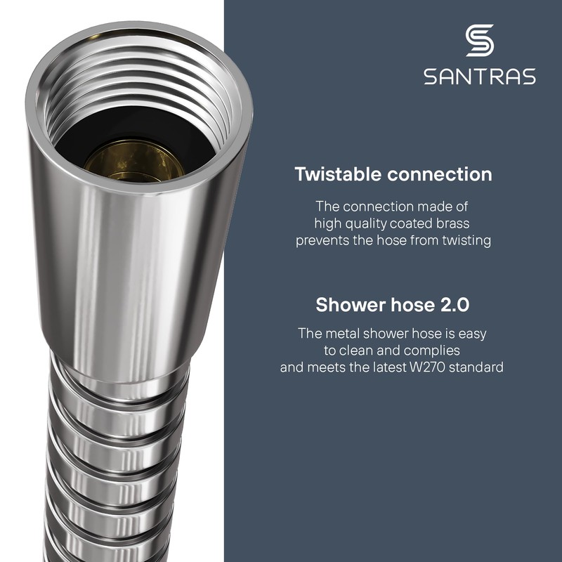 SANTRAS® Metal Shower Hose Deluxe 1.25 m Long with Water