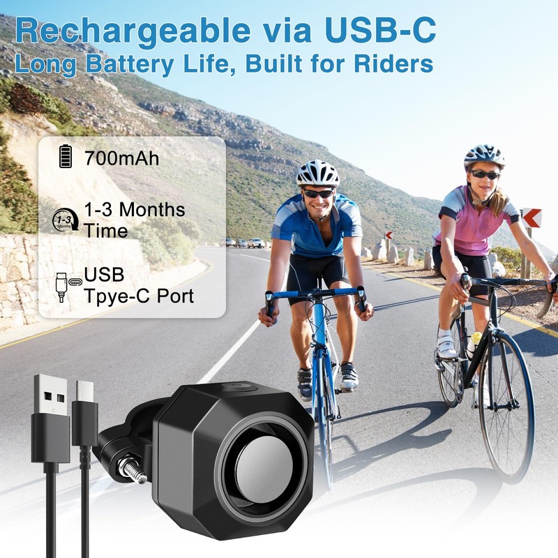 NineLeaf Bike Alarm Anti Theft with Remote Control, Rechargeable Bike