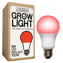 Un-Edison LED Grow Light Bulb Red Spectrum Replaces up to 100W - A19 Flowering Plant Growing Light Bulb for Bloom Cycle