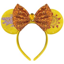 Bolonar Mouse Ears Headbands for Women Park Ears Sequin Inspired Mouse Ears (Orange)