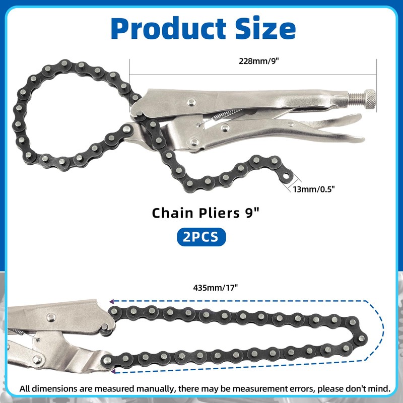 Glarks 2Pcs 9" Locking Chain Clamp with 20" Chain, Heavy-Duty