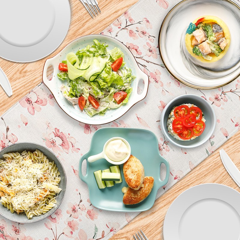 Hejo Cherry Blossom Pattern Table Runner,Reusable Table Runners for Dining