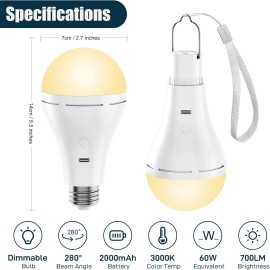 Brightown Usb Rechargeable Electric Lantern Light Bulb With Remote And 4 Modes 700 Lumens
