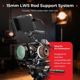 SMALLRIG Camera Base Plate Kit with 15mm LWS Rod Rail Clamp, Carbon Fiber 15mm Rods (8'' / 20cm), for Sony A6500 A6600 A6300, for Canon R5 R6, for Sony A7SIII / A7III, Both for Cameras & Cages - 5609