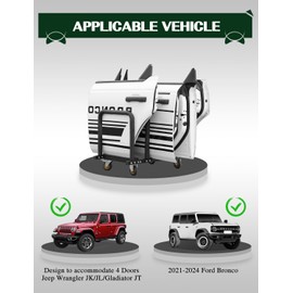 JROAD Door Hanger Storage Rack Bracket Holder Compatible with 2007-2024 Jeep Wrangler JK JL Gladiator JT and Compatible with 2021-2024 Ford Bronco Movable Stand Rack Sliding for 2/4 Door (Black)