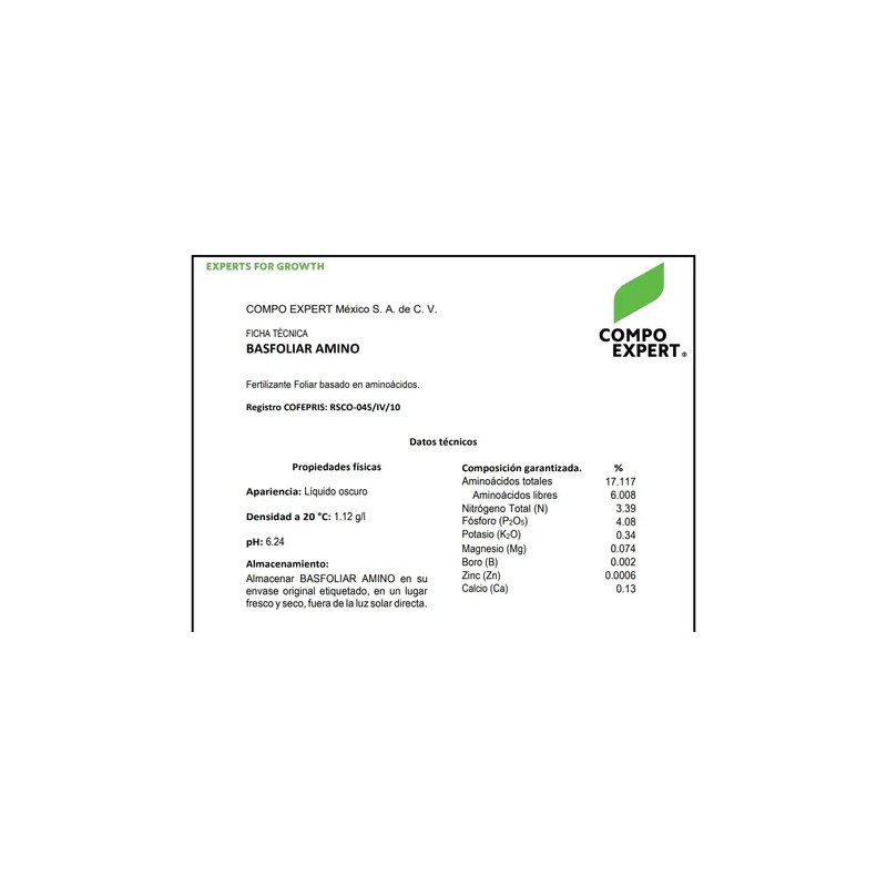 Basfoliar Amino Sl Aminoácidos Con Npk Compo Expert 1 L