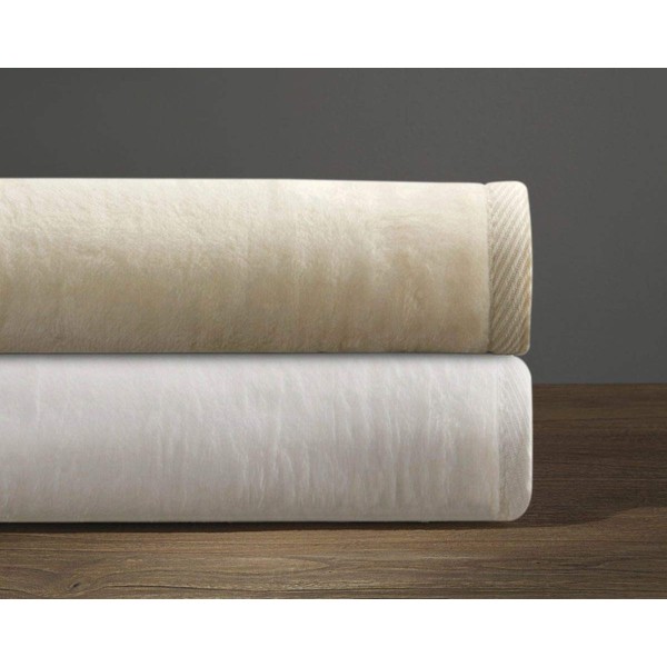 Cotton and Acrylic Soft Blanket, Cashmere Softness, Imported From Portugal (Queen, Cream)