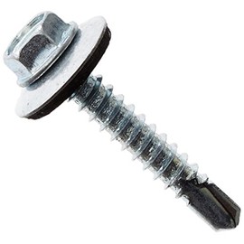 Merriway BH04079 (100 Pcs) Self Drill Hex Head Hardened Roofing Screw with Bonded Rubber Washer, 5.5 x 32 mm (#9 x 1.1/4 Inch) BZP- Pack of 100 Pieces