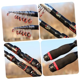 Mipcase Telescopic Fishing Rod Portable Folding Pole Durable Fishing Accessory for Sea and Freshwater Black