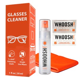 WHOOSH! Screen Shine Go 1 fl oz Glasses Cleaning Kit with Microsuede Cloth & Wet Wipes – Best for Eyeglasses, Sunglasses & Goggles - Safe Streak-Free Cleaning - Compact, Travel Sized Eyeglass Cleaner