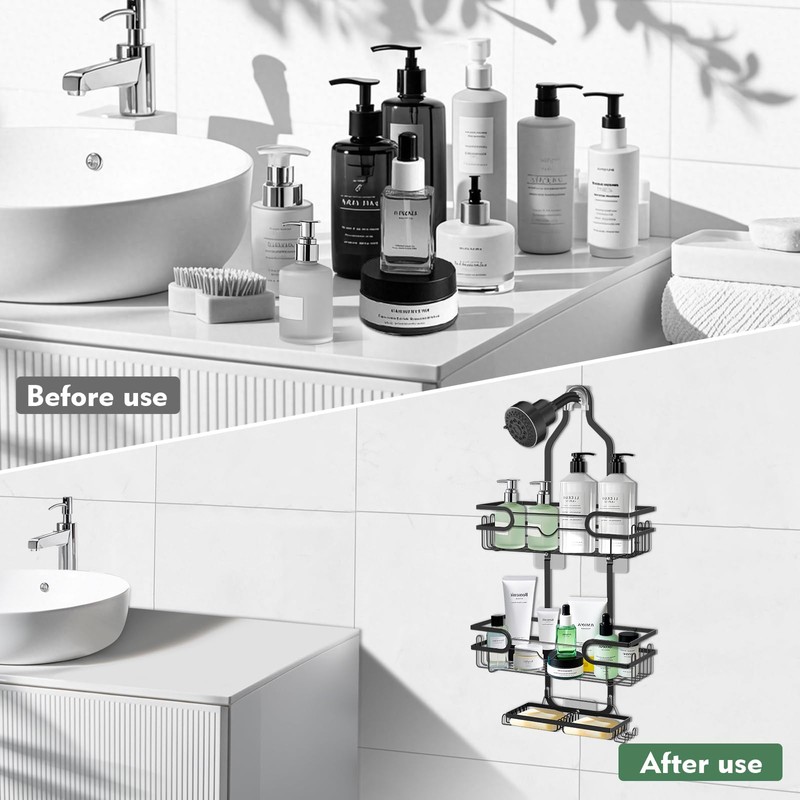 Lawhood-Mijin Shower Caddy Hanging, Over Head Shower Caddy Shower Storage