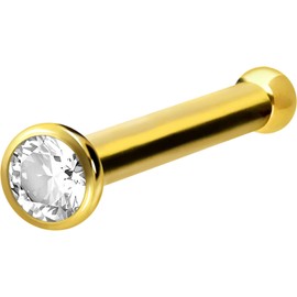 PIERCINGLINE Titanium Nose Stud with Sparkling Crystal Nose Piercing in 5 Colours, Titanium